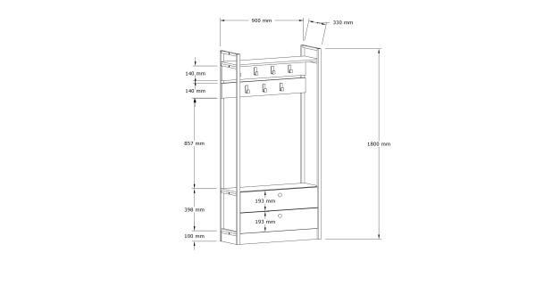 Předsíňová stěna BOHUNKA, dub safírový/černá