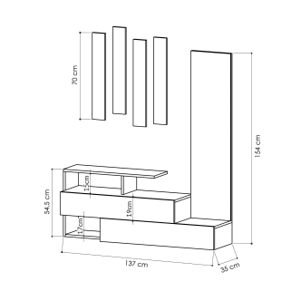 Předsíňová stěna CIEN, bílá/dub