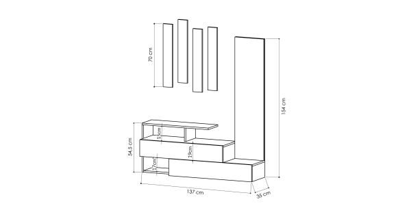 Předsíňová stěna CIEN, bílá/dub