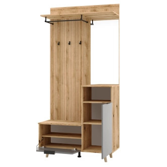 Předsíňová stěna FRIVEN, dub evoke/grafit