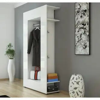 Předsíňová stěna GANGKHAR, bílá/bílý lesk