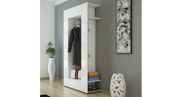 Předsíňová stěna GANGKHAR, bílá/bílý lesk