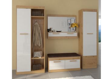 Předsíňová stěna GATTON 1, dub artisan/bílý lesk