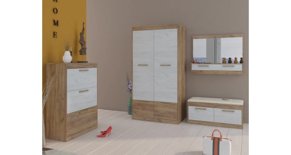 Předsíňová stěna GATTON 2, craft zlatý/craft bílý, 5 let záruka