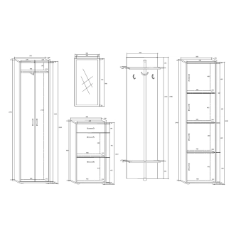 Předsíňová stěna GAWLER, švestka wallis/bílá, 5 let záruka