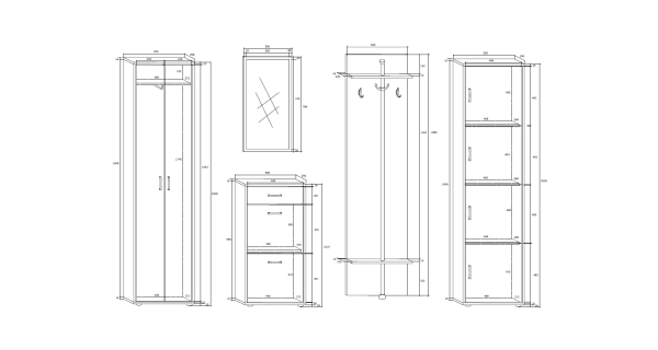 Předsíňová stěna GAWLER, švestka wallis/bílá, 5 let záruka