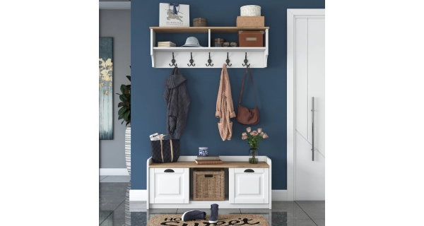 Předsíňová stěna KALDAL, bílá/vlašský ořech