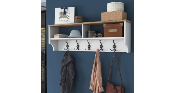 Předsíňová stěna KALDAL, bílá/vlašský ořech