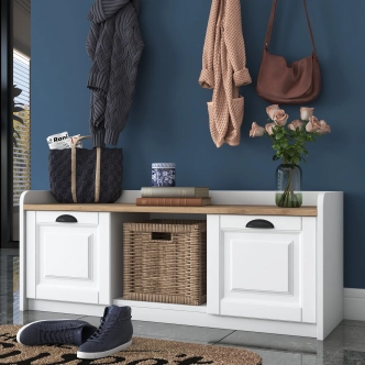 Předsíňová stěna KALDAL, bílá/vlašský ořech