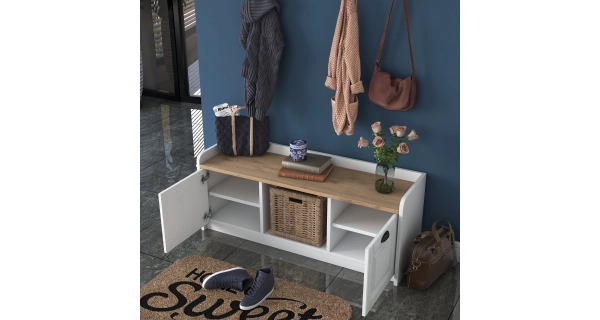 Předsíňová stěna KALDAL, bílá/vlašský ořech