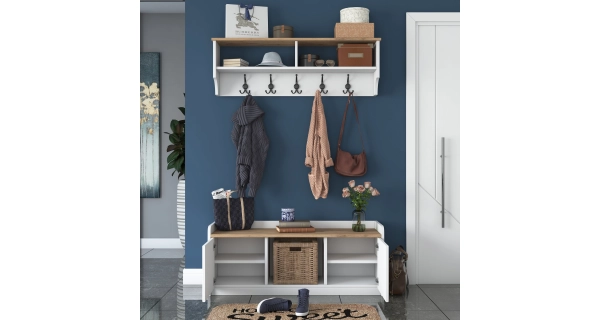 Předsíňová stěna KALDAL, bílá/vlašský ořech