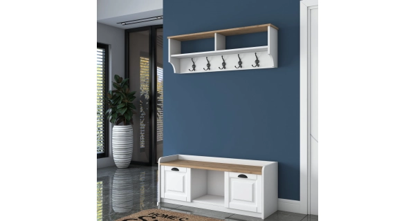 Předsíňová stěna KALDAL, bílá/vlašský ořech