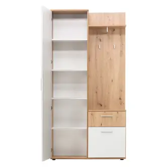 Předsíňová stěna MAGADAN se skříní, bílá/zlatý dub