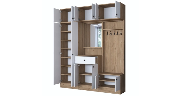 Předsíňová stěna MONTIRA 1, vlašský ořech/bílá