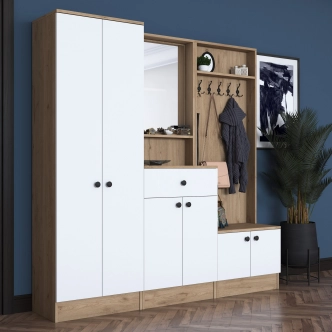 Předsíňová stěna MONTIRA 2, vlašský ořech/bílá