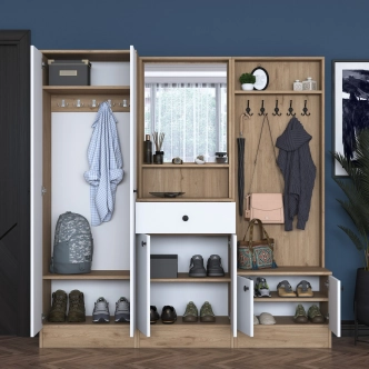 Předsíňová stěna MONTIRA 2, vlašský ořech/bílá