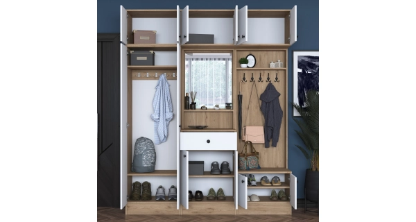 Předsíňová stěna MONTIRA 3, vlašský ořech/bílá