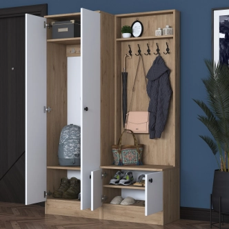 Předsíňová stěna MONTIRA 4, vlašský ořech/bílá