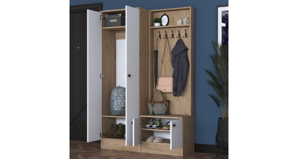 Předsíňová stěna MONTIRA 4, vlašský ořech/bílá