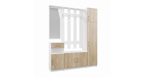 Předsíňová stěna NEJBY MARIANA, bílá/dub sonoma