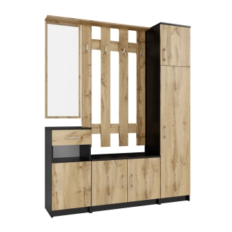 Předsíňová stěna NEJBY MARIANA, černá/dub wotan