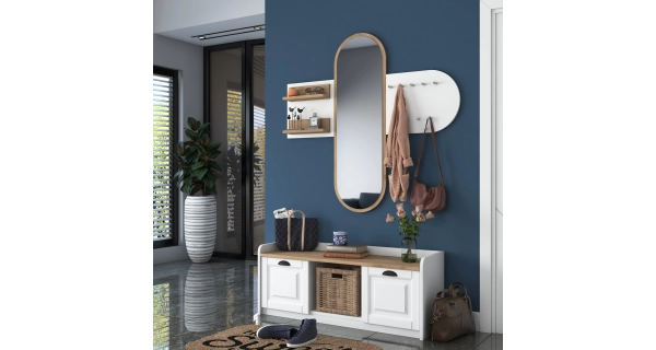 Předsíňová stěna NEMARON, bílá/vlašský ořech