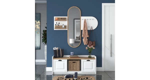 Předsíňová stěna NEMARON, bílá/vlašský ořech