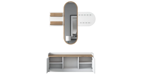 Předsíňová stěna NEMARON, bílá/vlašský ořech