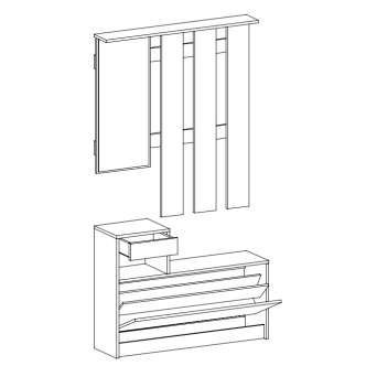 Předsíňová stěna RUBROTIC, dub sonoma/bílá