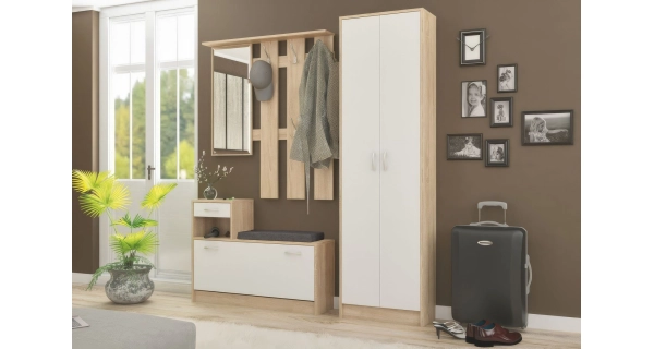 Předsíňová stěna RUBROTIC, dub sonoma/bílá