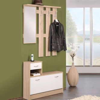 Předsíňová stěna RUGGED, dub sonoma/bílá