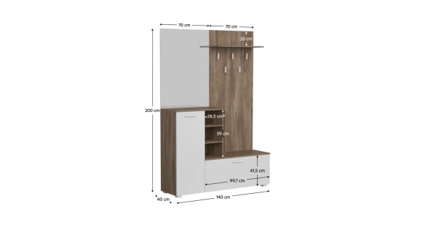 Předsíňová stěna SILTERON, dub ansberg/bílá