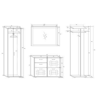 Předsíňová stěna STANSBURY, švestka wallis/bílá, 5 let záruka