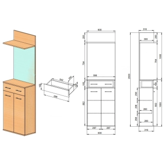 Předsíňová stěna TERMERI II se sedákem, dub artisan/bílá