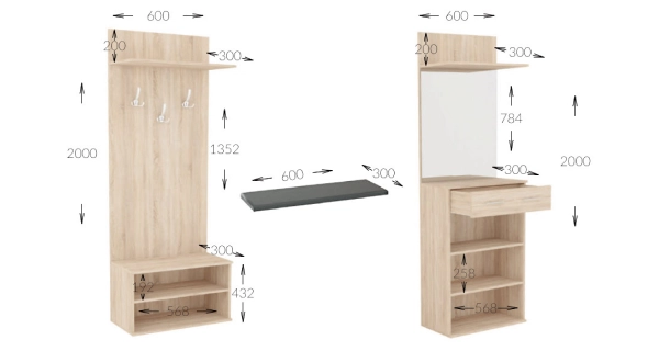 Předsíňová stěna TERMERI II se sedákem, dub sonoma