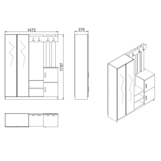 Předsíňová stěna TORSON, bílá
