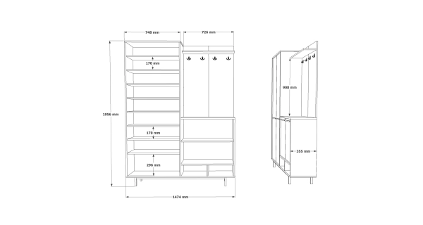 Předsíňová stěna VALLEM, dub/bílá
