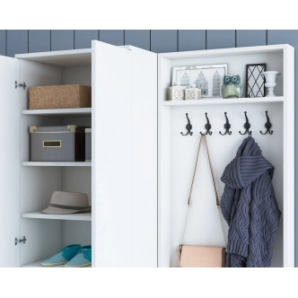 Předsíňová stěna VALTREX s policovou skříní, bílá