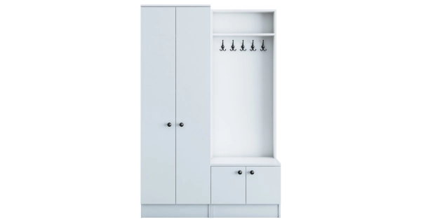 Předsíňová stěna VALTREX s policovou skříní, bílá