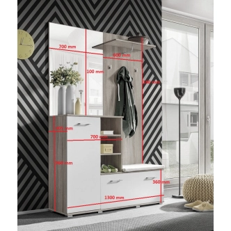 Předsíňová stěna YDELI, grafit/bílý mat