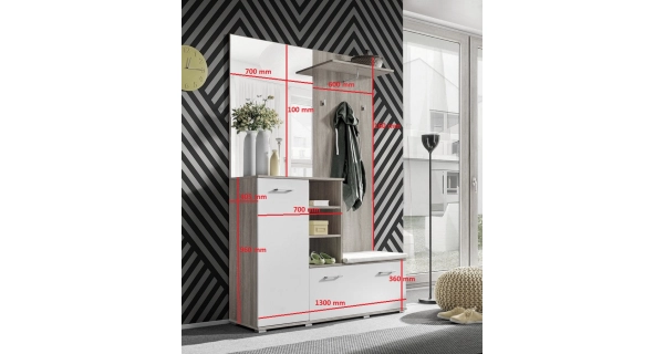 Předsíňová stěna YDELI, grafit/bílý mat