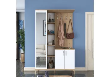 Předsíňová stěna YORTRE 120 cm, vlašský ořech/bílá