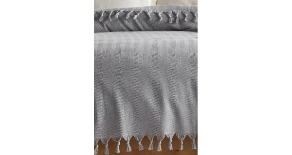 Přehoz na postel světle šedý, 200 x 220 cm 