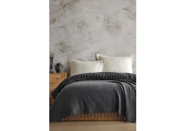 Přehoz na postel tmavě šedý, 200 x 220 cm