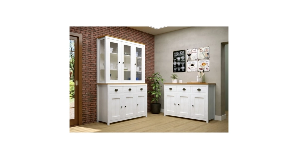 Příborník FEMI 3D s nástavcem, bílá/hnědá