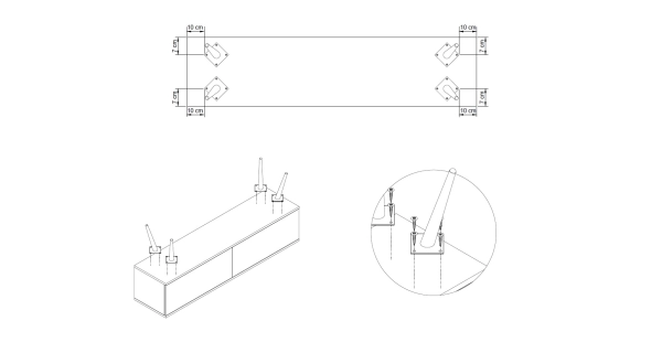 Přídavné nožky TUNIS - 4 ks, černá