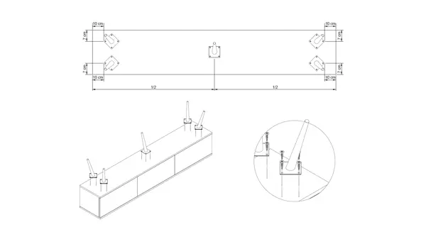 Přídavné nožky TUNIS - 5 ks, zlatá