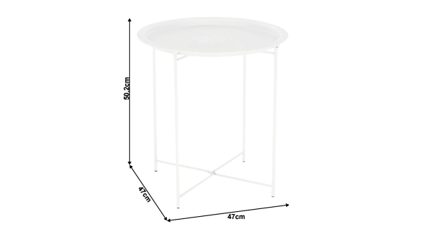 Příruční stolek RADOMI s odnímatelným tácem, bílá