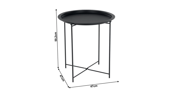 Příruční stolek RADOMI s odnímatelným tácem, černá