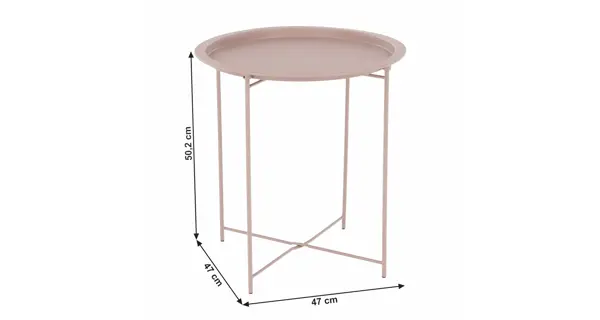 Příruční stolek RADOMI s odnímatelným tácem, nude růžová